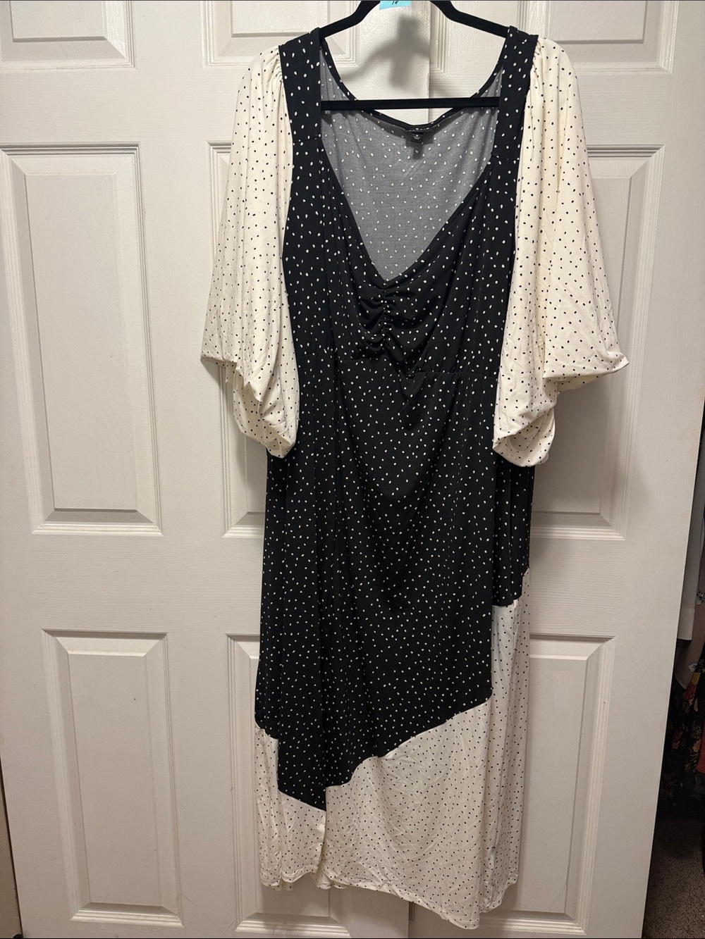 torrid size 6 Black and Cream Polka Dot Maxi Dress with Draped V-Neck